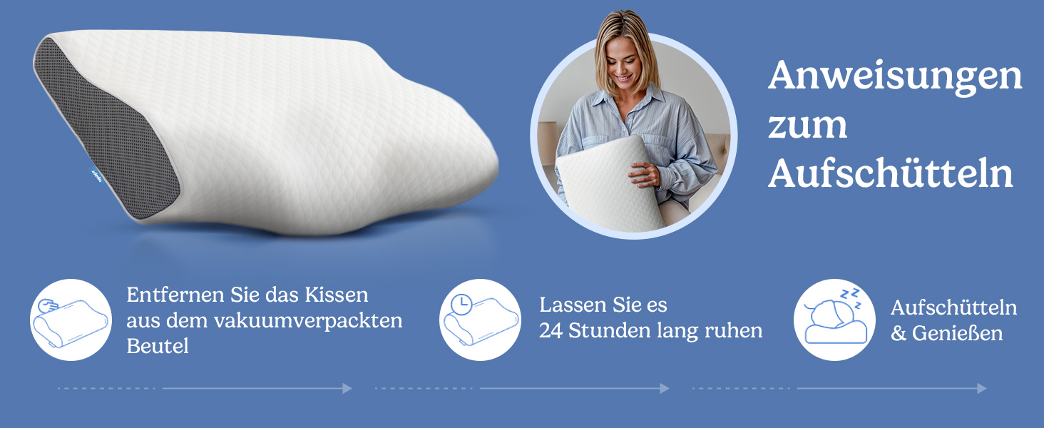 Ортопедична подушка з ефектом пам'яті Derila Memory Foam для шиї та голови, для сну на боці, розмір King Size (60 x 35 см)