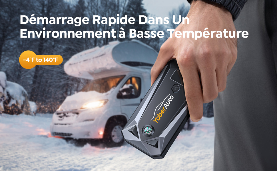 Портативний акумулятор YaberAuto для запуску двигуна з LED-ліхтариком, 4500A, 21800mAh (YA50 3000A) - для бензинових та дизельних двигунів