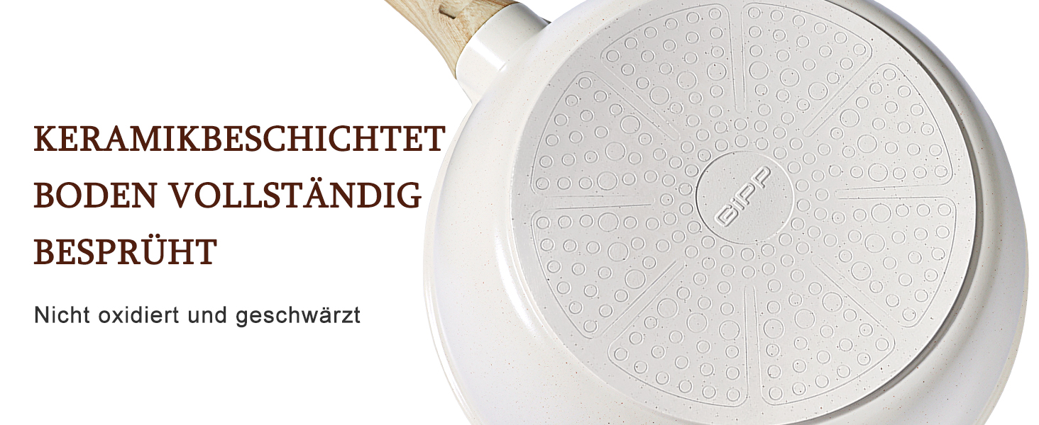 Сковорода з високим бортиком GiPP, 30 см, керамічне антипригарне покриття, з кришкою, 4.3 л, для всіх типів плит, біла