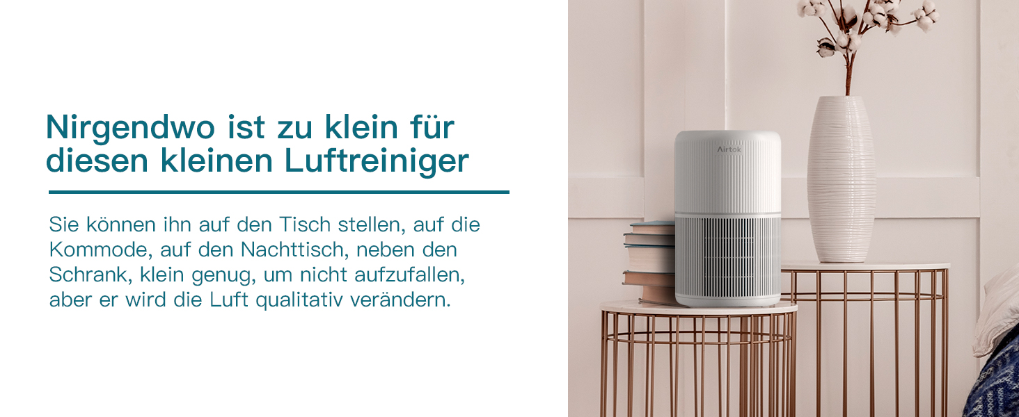 Повітряний очисник AIRTOK з ароматерапією, фільтр HEPA H13, 4-ступенева фільтрація, для алергіків, 3 швидкості