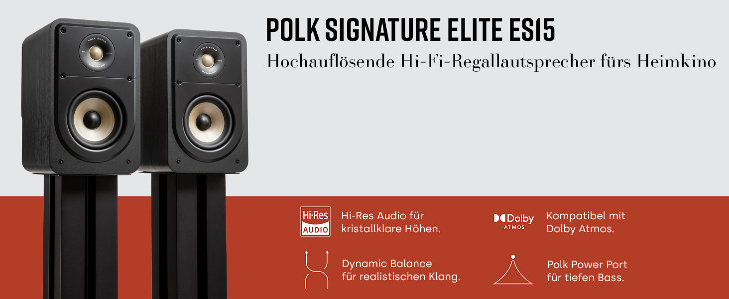 Полична акустика Polk Audio Signature Elite ES15 Hi-Res, сумісна з Dolby Atmos/DTSX, біла (пара)