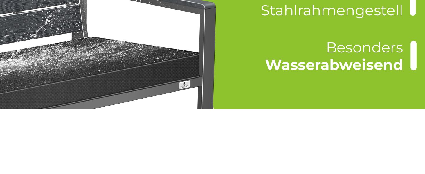 Садова лавка KESSER® з подушкою – лавка для відпочинку на вулиці, 2 місця, паркова лавка з імітацією дерева, для балкона, тераси, саду, вантажопідйомність до 300 кг, стійка до УФ, знімний та пральний чохол, антрацит / антрацит