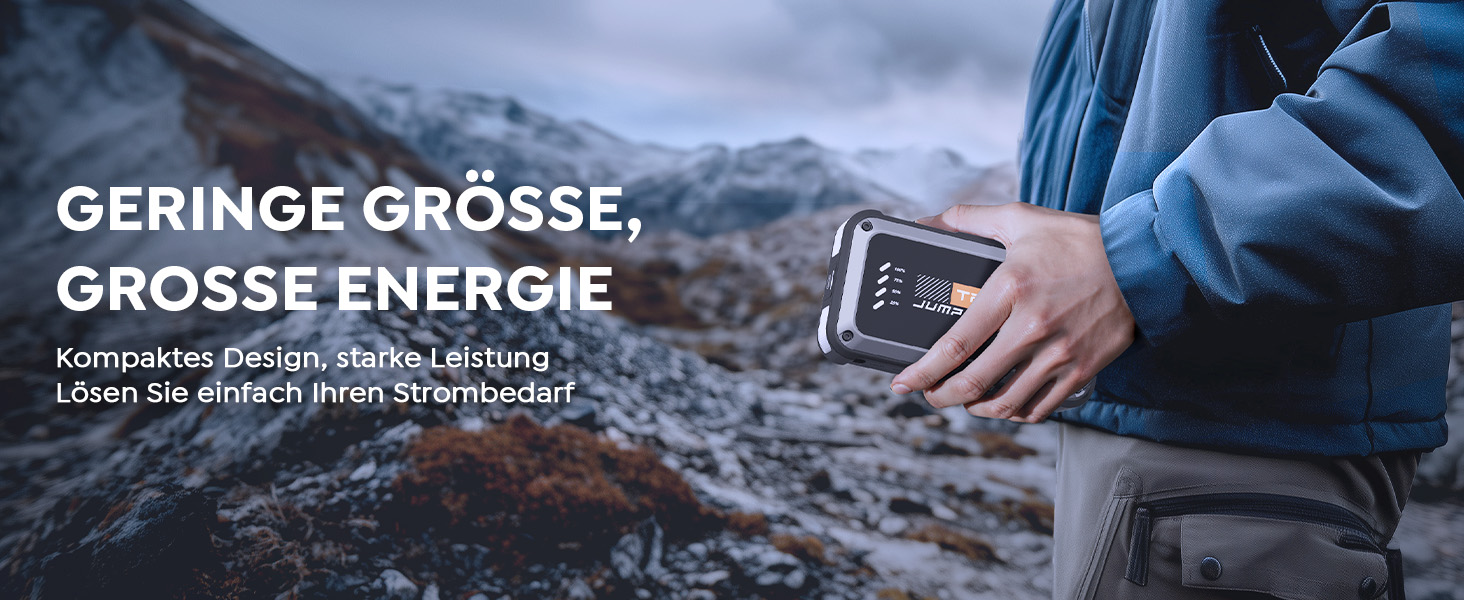 Бустер для автомобіля TREKURE 7000A: Пусковий пристрій (Powerbank) для бензинових двигунів до 9л та дизельних до 6.5л, з функцією примусового запуску, магнітним кріпленням та 4-в-1 LED робочим світлом, сріблястий