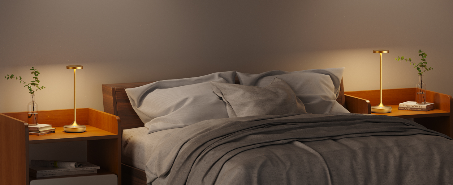 LED настільна лампа бездротова з димуванням, 3 кольори, 6000 mAh, IP54, для дому та кемпінгу (2 шт.)