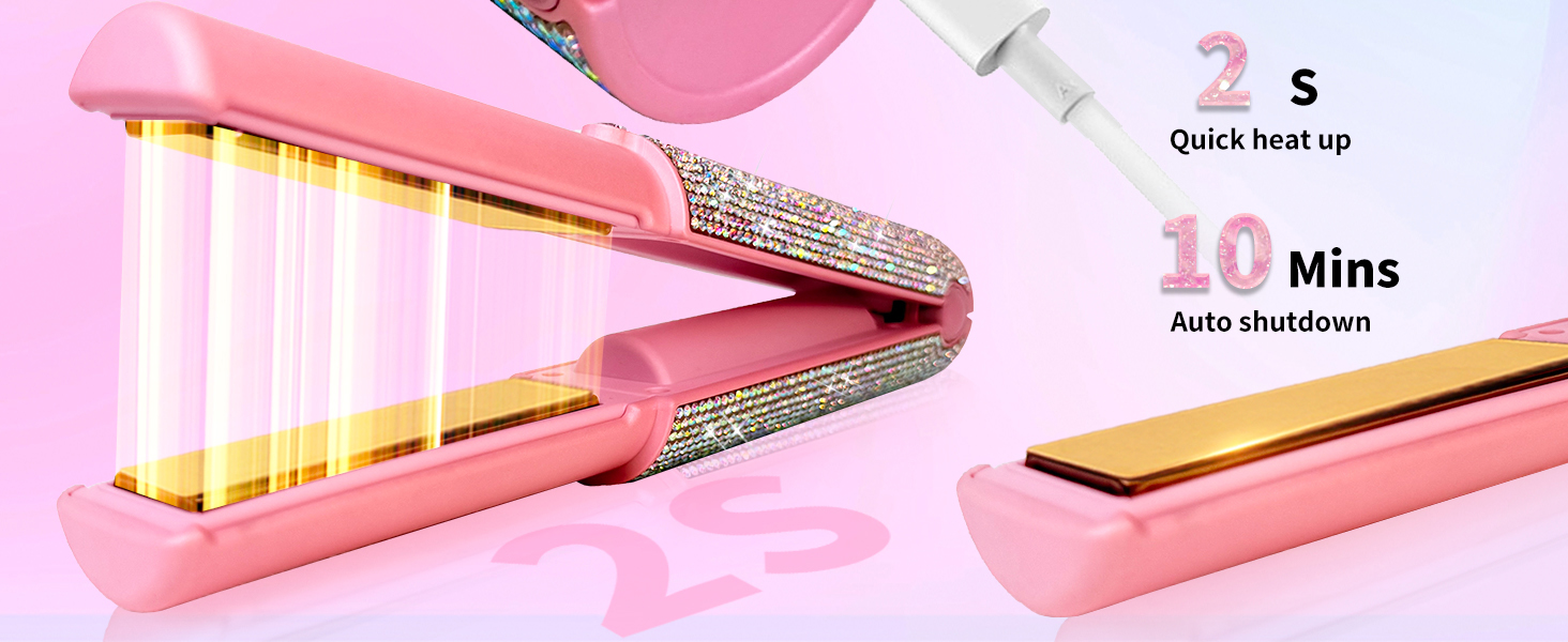 Бездротовий випрямляч для волосся Titan Mermaid 2-в-1 з акумулятором 5000mAh: випрямлення, завивка, швидкий нагрів до 205°C, портативний для подорожей