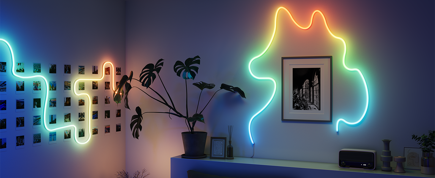 Гнучка неонова LED-стрічка Govee Neon Rope Light 2 RGBIC, 5м, біла, для DIY дизайну та інтер'єру