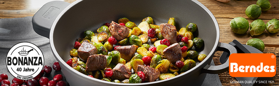 Каструля Berndes Bonanza з кришкою з термостійкого скла, силіконовими ручками, антипригарним покриттям, 2.3 л, чорна (16 см, Classics)