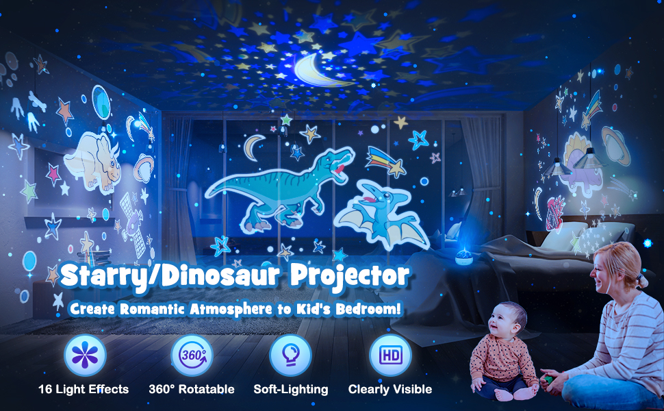 Нічник для дівчаток Unicorn Starry Sky Projector для дівчаток 3-8 років (синій)