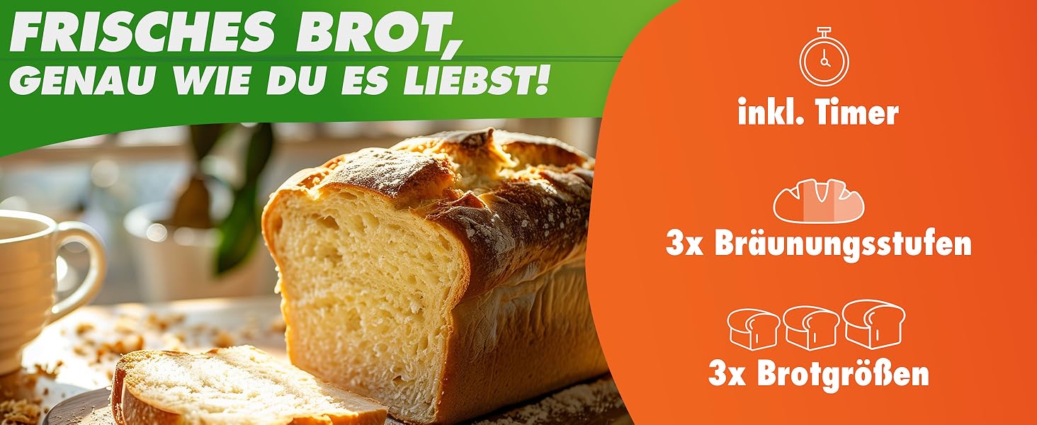 Nutrilovers Brotbackautomat з нержавіючої сталі: 19 програм, 3 розміри хліба, таймер, рецепти