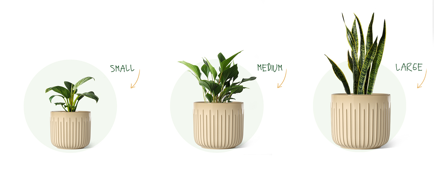 Набір горщиків для квітів LE TAUCI 3шт, кераміка, 21+17+14 см, з дренажними отворами