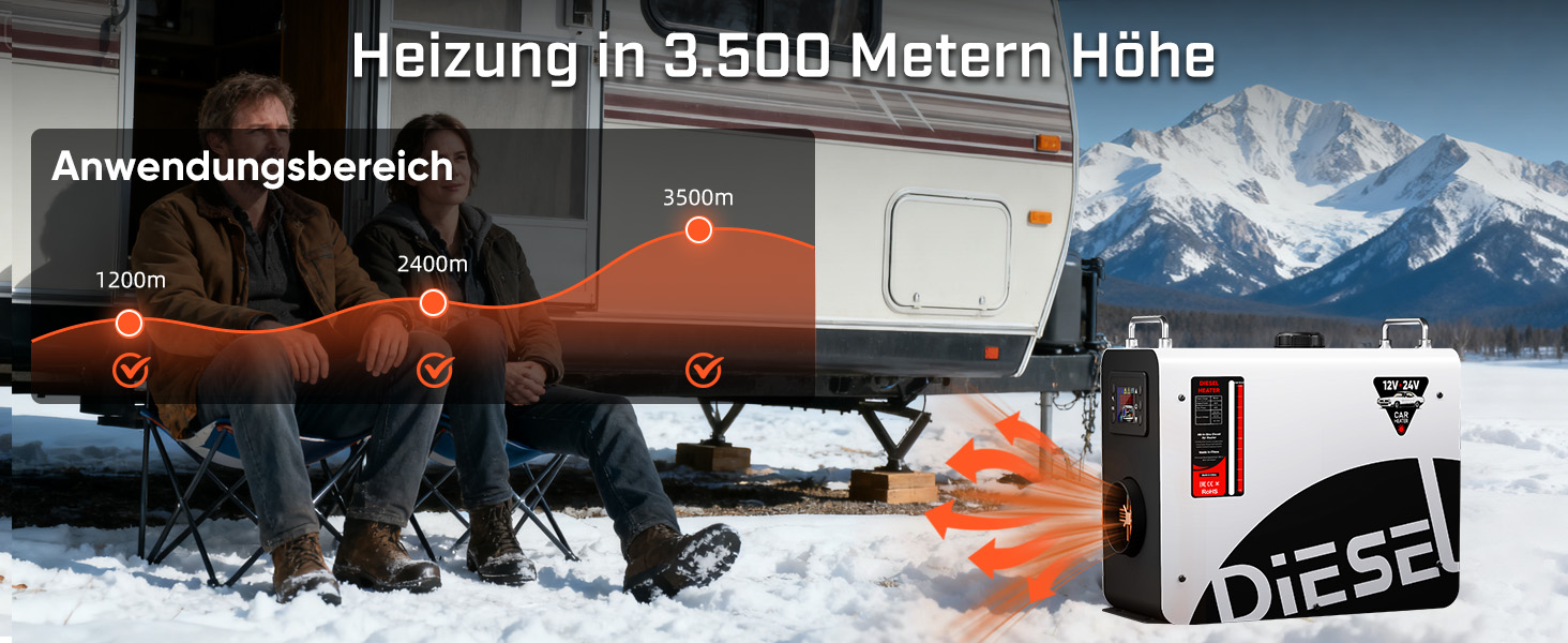 Дизельний опалювач LDHTHOPI 8 кВт, 12/24V з таймером, LCD-дисплеєм та пультом, швидкий нагрів 4.5л. Економія енергії для гаража, кемпінгу, автодому. Білий колір