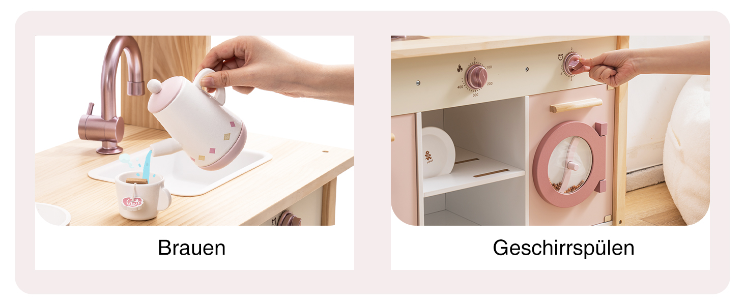 Дерев'яна дитяча кухня ROBUD з реалістичним аксесуаром. Ігровий набір для дітей, сучасний дизайн, подарунок від 3 років.