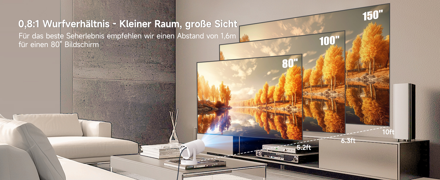 Міні проєктор Beamer 4K Android 11 Smart з автофокусом, WiFi 6, BT 5.0, Full HD 1080P, 260 ANSI, корекція трапецеїдальних спотворень, 5W динамік