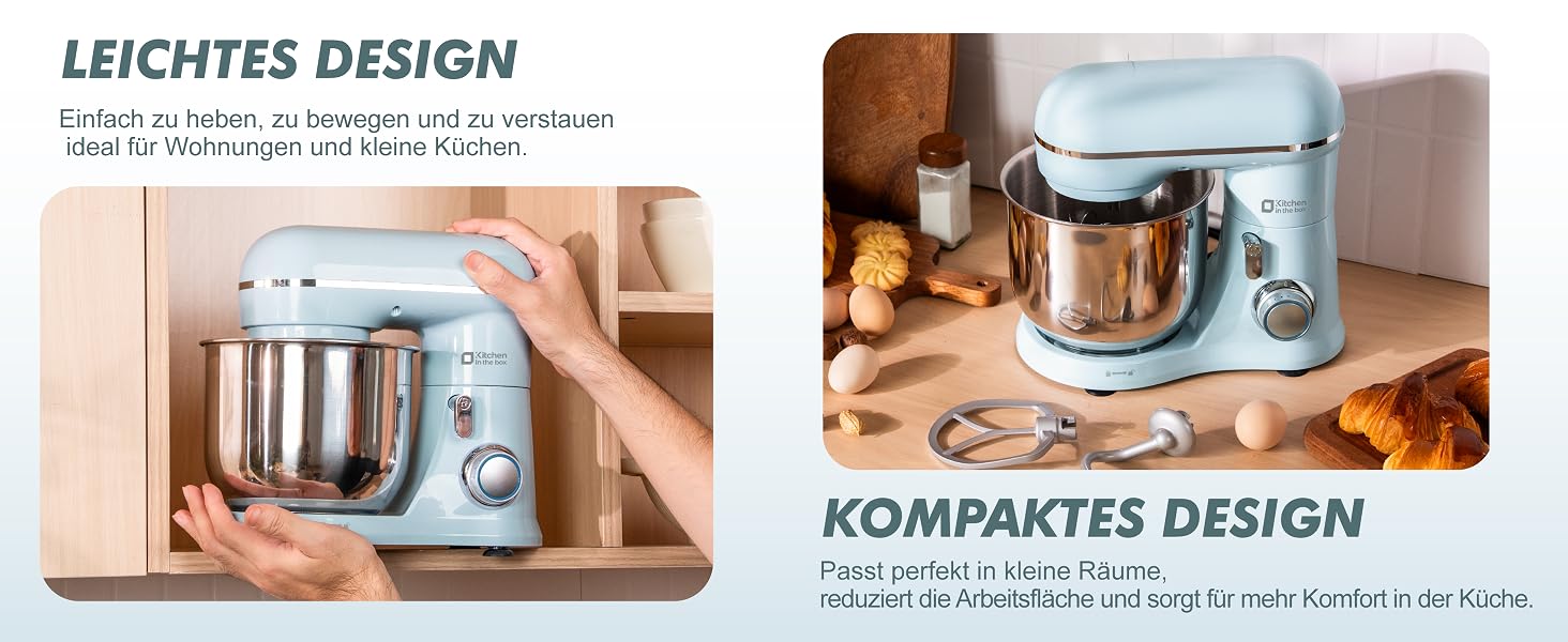 Кухонний комбайн Kitchen in the box — планетарний міксер та тістоміс 3.5 л, 10 швидкостей, з насадками (гак, вінчик, міксер), синій