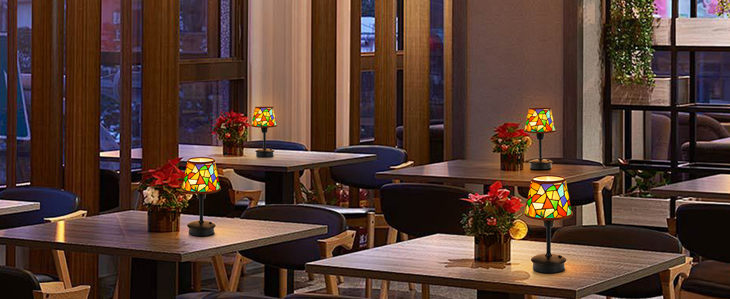 2 шт. Бездротові настільні лампи для обіднього столу з акумулятором 5200mAh, сенсорне регулювання яскравості, портативні лампи для ресторану, вітальні, спальні, бару, їдальні, нічники (багатобарвні, 2 шт.)