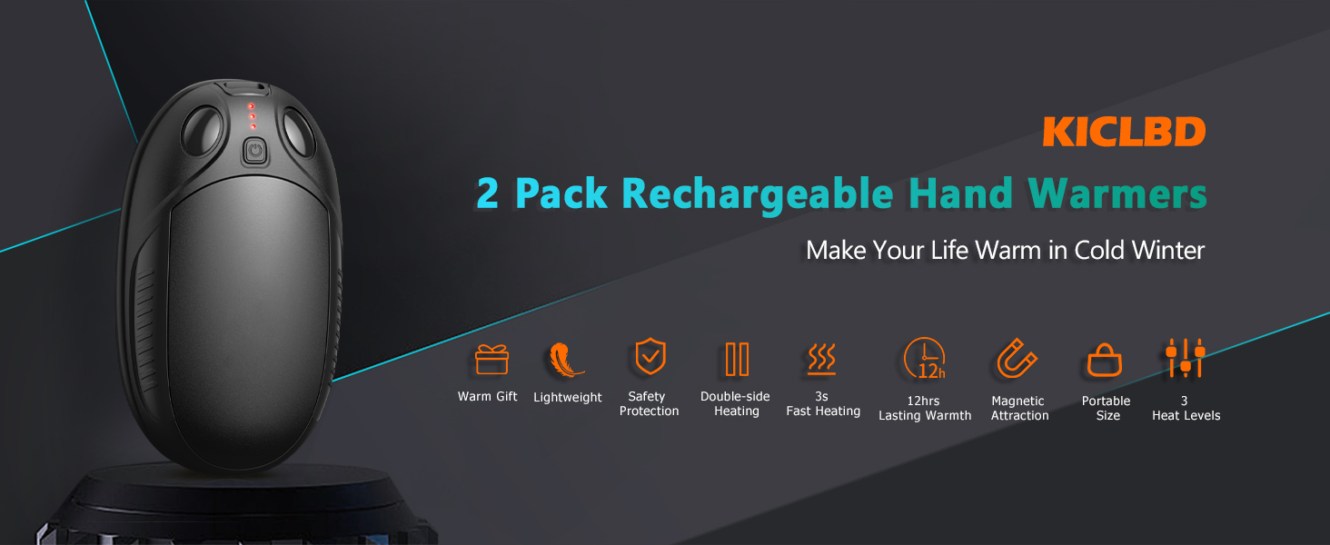Електричні грілки для рук, набір 2 шт. - перезаряджувані, портативні, 4 режими нагріву. Ідеальний подарунок для спорту, гольфу, кемпінгу