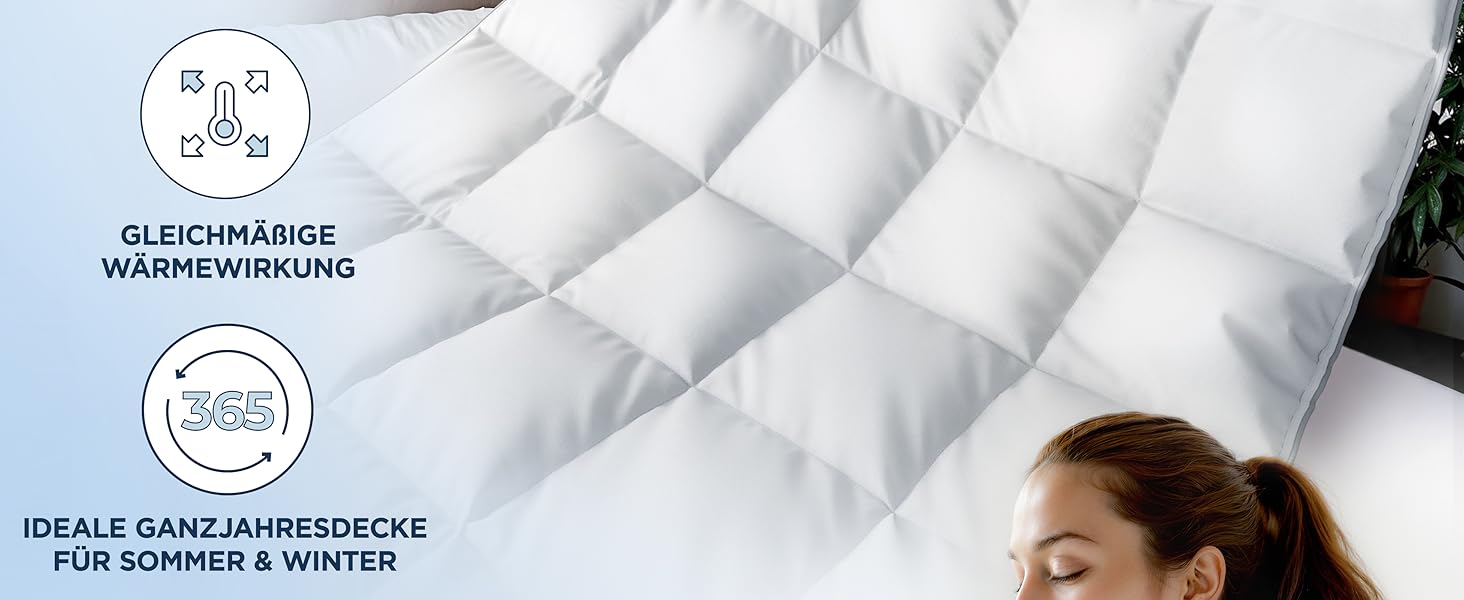 Плед з пуху та пера 135x200 см - сертифікована Oeko-Tex ковдра з м'якого пуху та пера - ковдра з пуху - сертифікована RDS літня та зимова ковдра - Duvet - ковдра на всі сезони 135 x 200 см