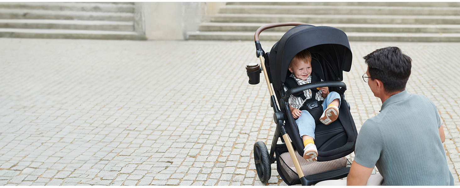 Дитяча коляска Kinderkraft MOOV2 4 в 1 з автокріслом I-SIZE, бежевий PRO, до 22 кг