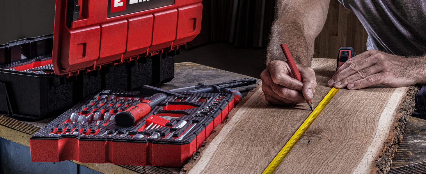Einhell E-CASE 80: Набір інструментів в кейсі (80 предметів) для дому, майстерні, в дорозі - міцний пластиковий кейс