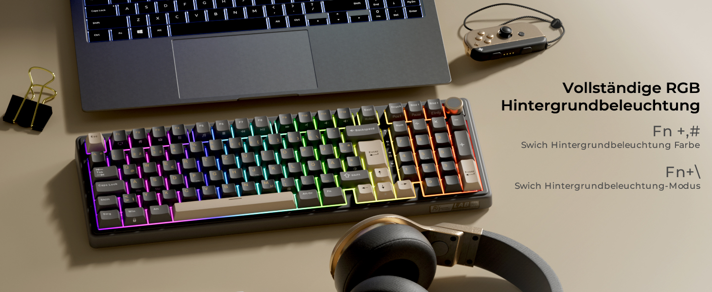 Механічна клавіатура Royal Kludge R98 Pro: 96% layout, RGB, NumPad, PBT, Hot-Swap, Creamy Switches, Grey