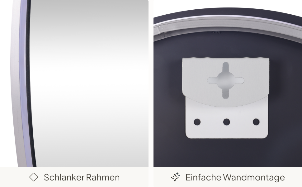 Дзеркало для ванної кімнати SensaHome кругле з LED-підсвічуванням, регульованою яскравістю, 70 см (80x80 см)