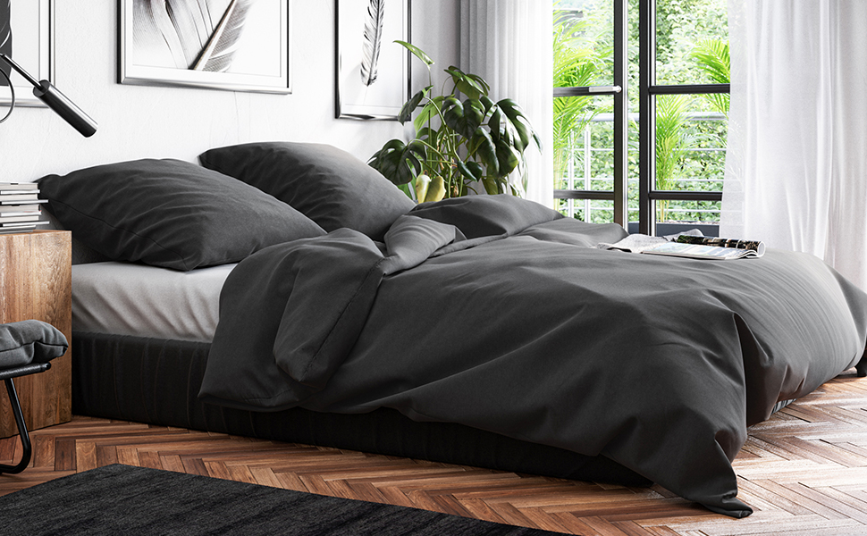 Комплект постільної білизни Wolkenfeld 200x200 з бавовни (2 наволочки 80x80) – дихаючий, приємний до шкіри, легкий у догляді. Сірий комплект постільної білизни з блискавкою, сертифікат Oeko-Tex.