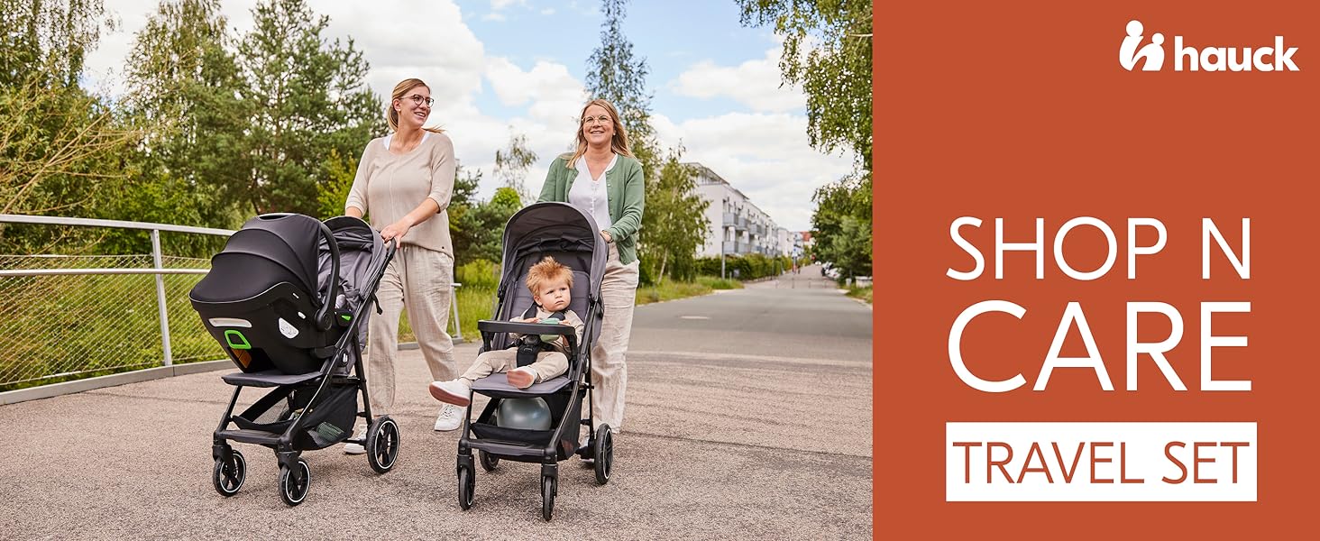 Дитяча коляска 3в1 Hauck Shop N Care Travel Set Olive - Buggy, люлька, автокрісло i-Size, підстаканник, SPF 50+, регульована спинка, складна