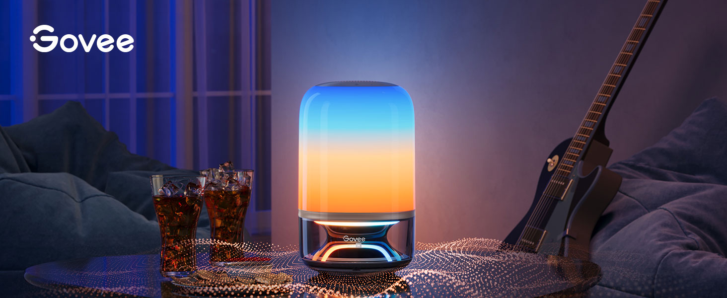Govee LED лампа з колонкою JBL, Matter-сумісна, акумуляторна, 16 музичних режимів та 100+ сцен