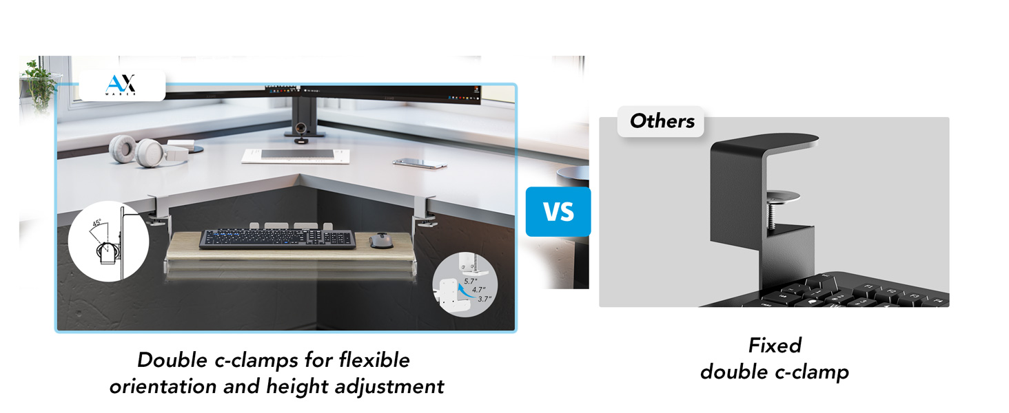 Висувна підставка для клавіатури під стіл з К-кріпленням, великого формату, стійка, ковзна, платформа для клавіатури 838 мм x 280 мм, висувна платформа, комп'ютерна шухляда для набору тексту (дуб)