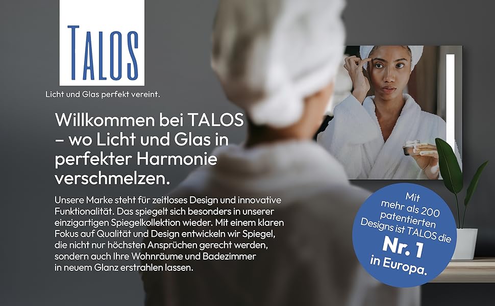 Дзеркало для ванної кімнати Talos Light LED 80x60 см з підсвічуванням, нейтральним білим світлом та алюмінієвою рамою