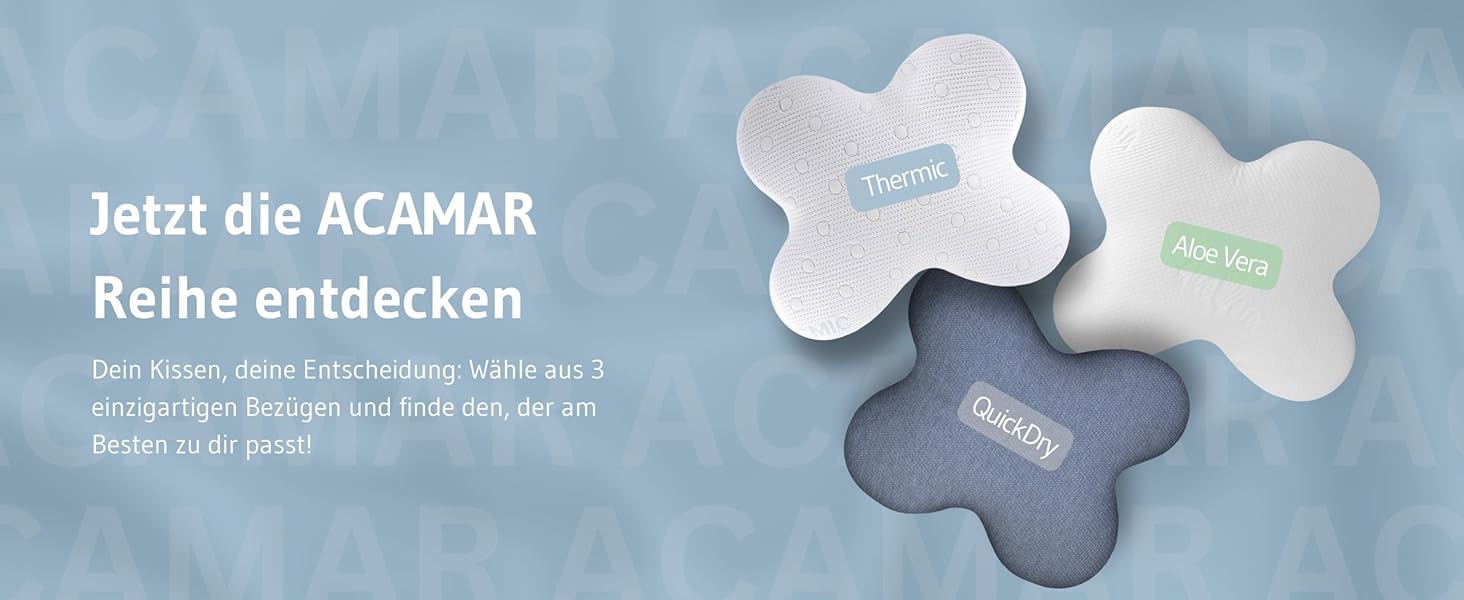 Ортопедична подушка для тих, хто спить на боці Acamar Thermic Ivory, комплект з чохлом, для профілактики болю в шиї, з піною з пам'ефекту, ергономічна подушка з термо-чохлом Acamar