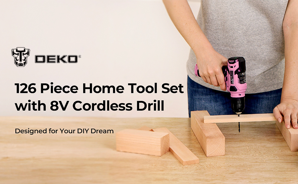 Набір інструментів DEKO 126 предметів в кейсі: професійний набір для дому, офісу та саду, рожевий