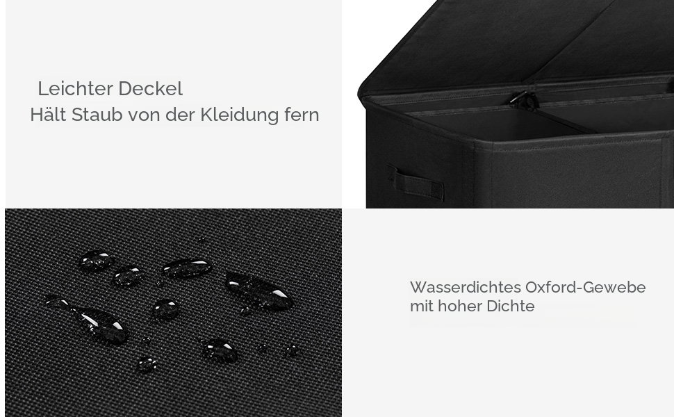 WOWLIVE Кошик для білизни 154L з кришкою, розкладний, 2 секції, з ручками, чорний+бежевий