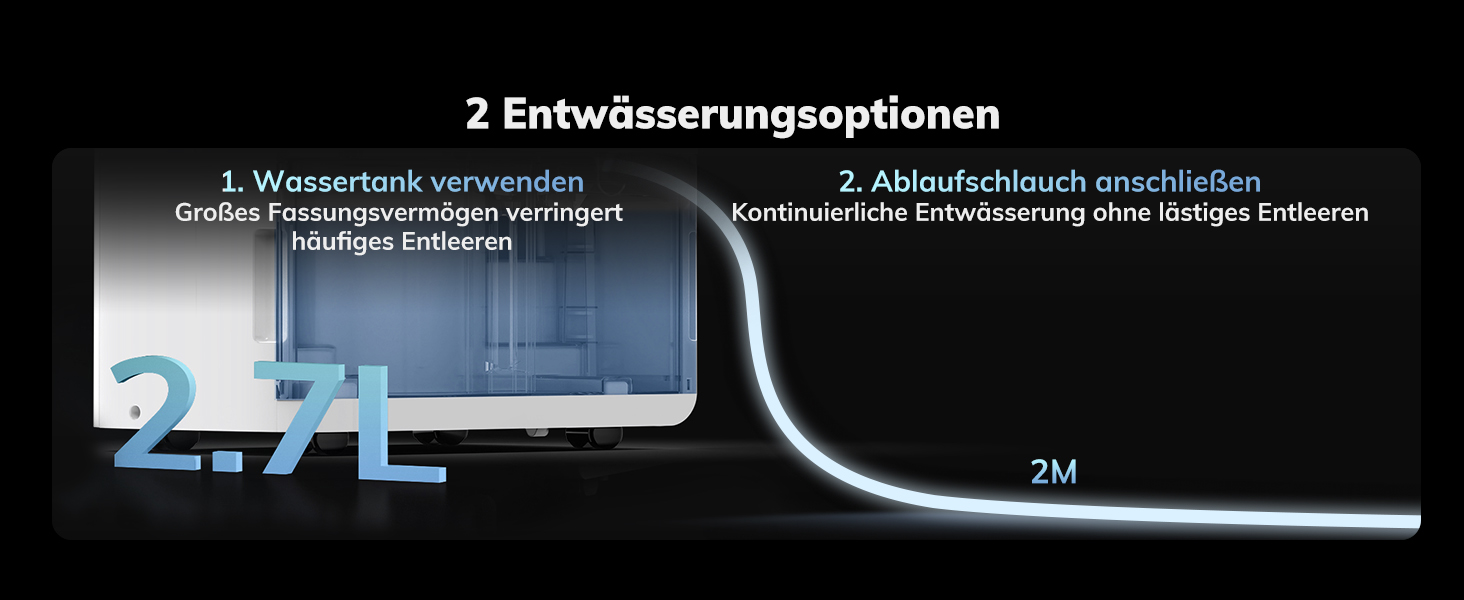 Електричний осушувач повітря AEOCKY 25L/день, 50м², з відведенням води, для підвалу, пральні, спальні, ванної кімнати (білий)