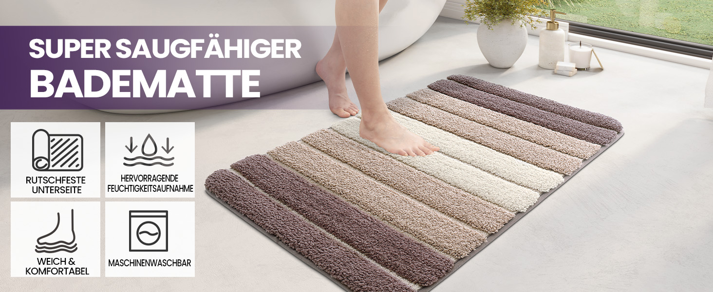 Дексі 2 шт. килимок для ванної кімнати, антиковзний, 40 x 60 см, м'який, швидковисихаючий, для ванної, душу, ванни (2 шт., бежевий)