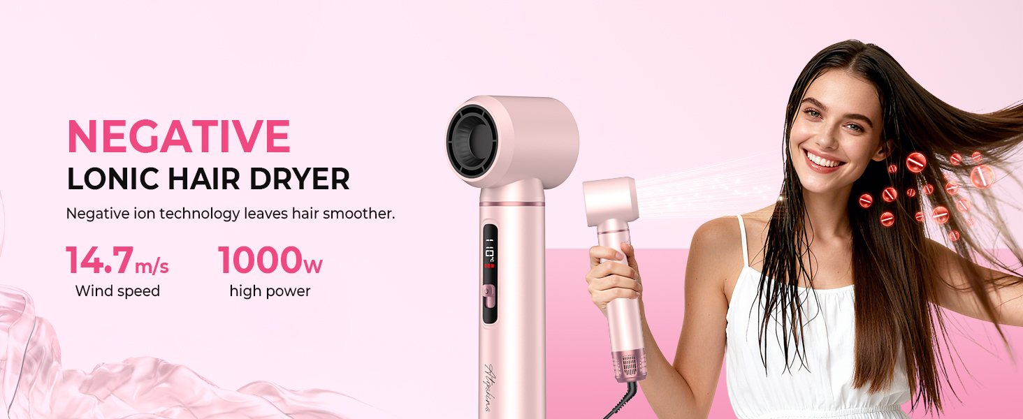 Atopskins Airbrush Haarstyler 5-в-1: Фен-щітка, стайлер для волосся з гарячим повітрям, випрямляч, плойка (Червоний)