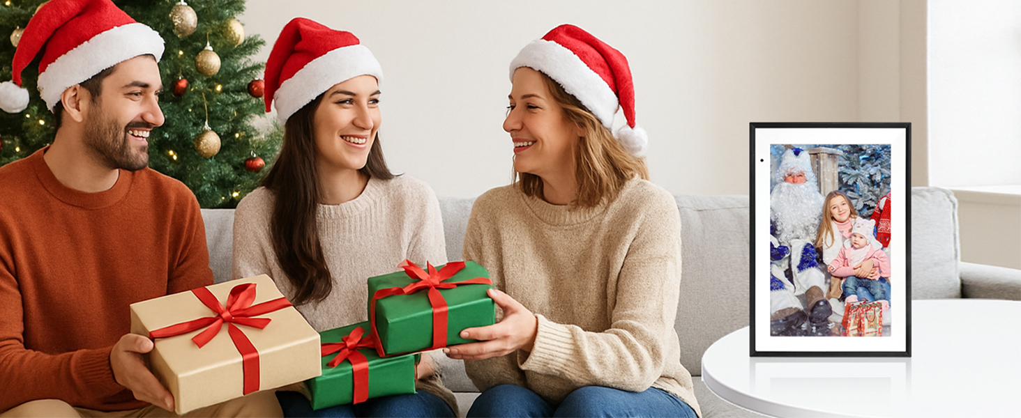 Цифровий фоторамка WiFi 10,1 дюйма, IPS HD сенсорний екран, 32GB, автоматичне обертання, підключення з будь-якого місця, чорний