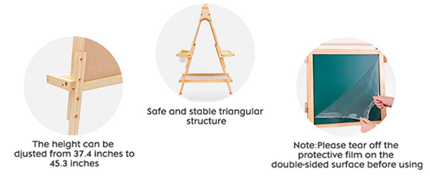 Дитяча мольберт Kinder з паперовою рулонкою, двостороннє Whiteboard та крейдяна дошка, мольберт для малювання з цифрами та аксесуарами, регульована висота, з підстаканником, білий