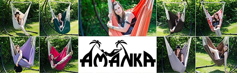 Крісло-гамак Amanka XXL 185x130 см (до 150 кг), бавовна, блакитне - для читання та відпочинку в приміщенні та на вулиці