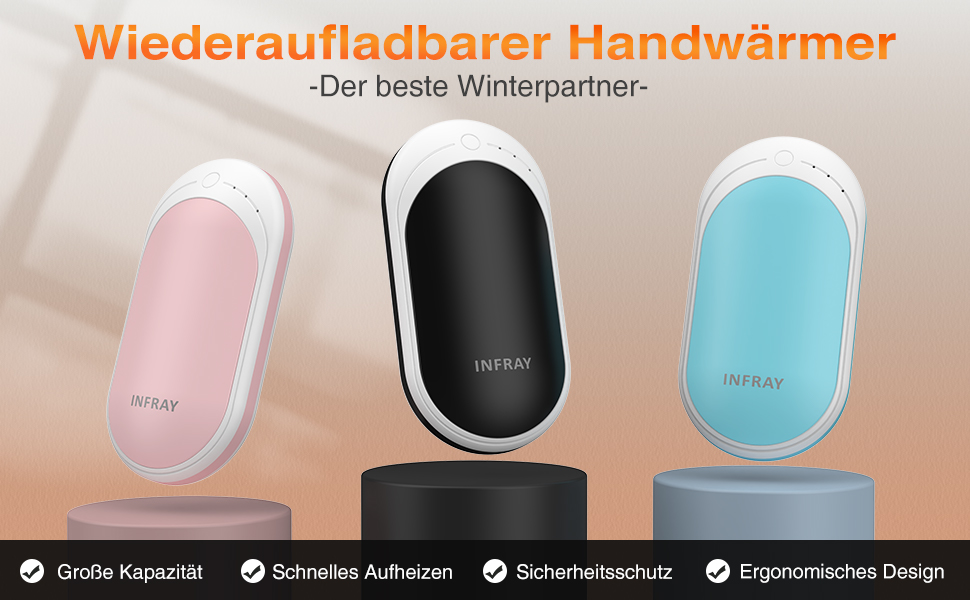 Infray грілка для рук USB, акумулятор 5200mAh, електрична грілка для рук з двостороннім нагрівом, синій - ідеальний подарунок на зиму для жінок та чоловіків