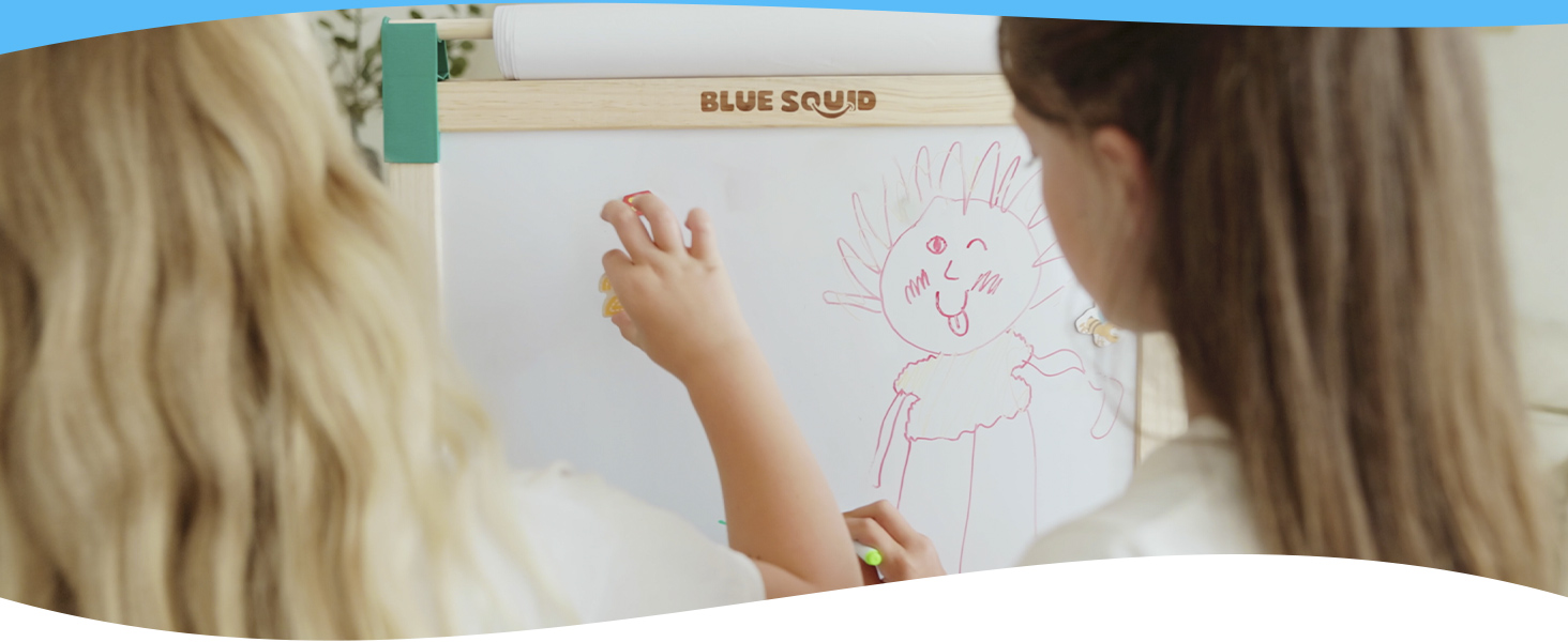 Дитяча мольберт Blue Squid Kinder Staffelei - регульована висота, двостороння, з крейдяною дошкою, білою дошкою, рулоном паперу, 100+ аксесуарів, для дітей 3-12 років, преміум-якість 2025 + 100 аксесуарів (червоний)