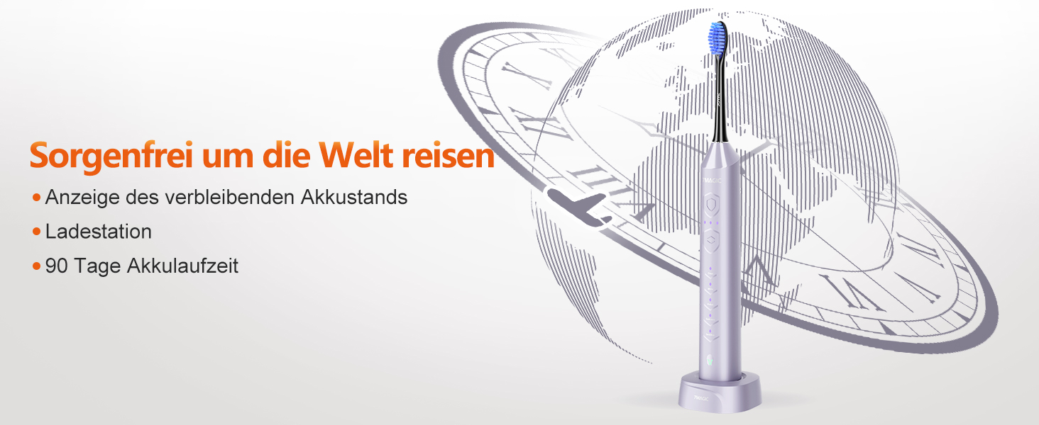 Електрична звукова зубна щітка Ritter з 5 режимами, 40000 VPM, IPX7, акумулятор 90 днів, таймер, блакитна