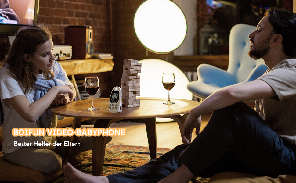 Радіоняня BOIFUN з камерою, відео, нічним баченням, датчиком температури та двостороннім зв'язком - перезаряджувана