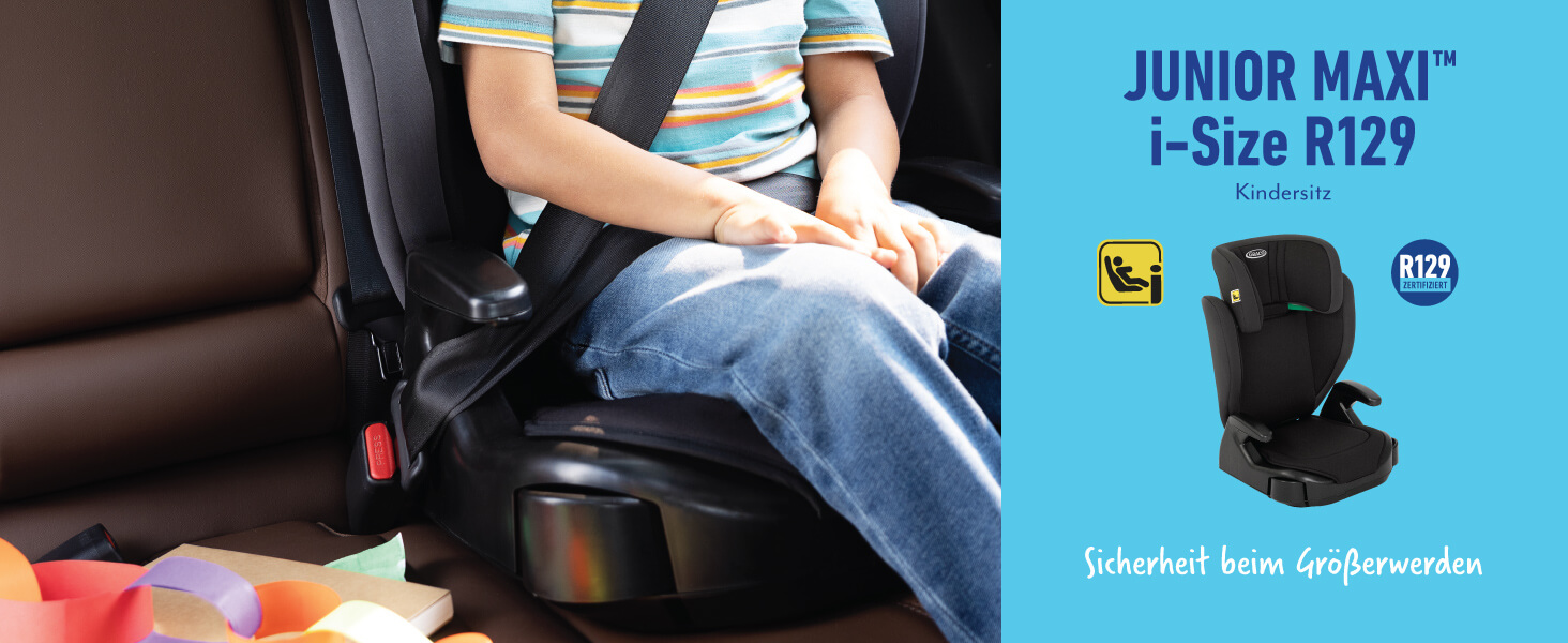 Автокрісло Graco Junior Maxi i-Size R129 для дітей 100-150 см, 3,5-12 років, блакитне
