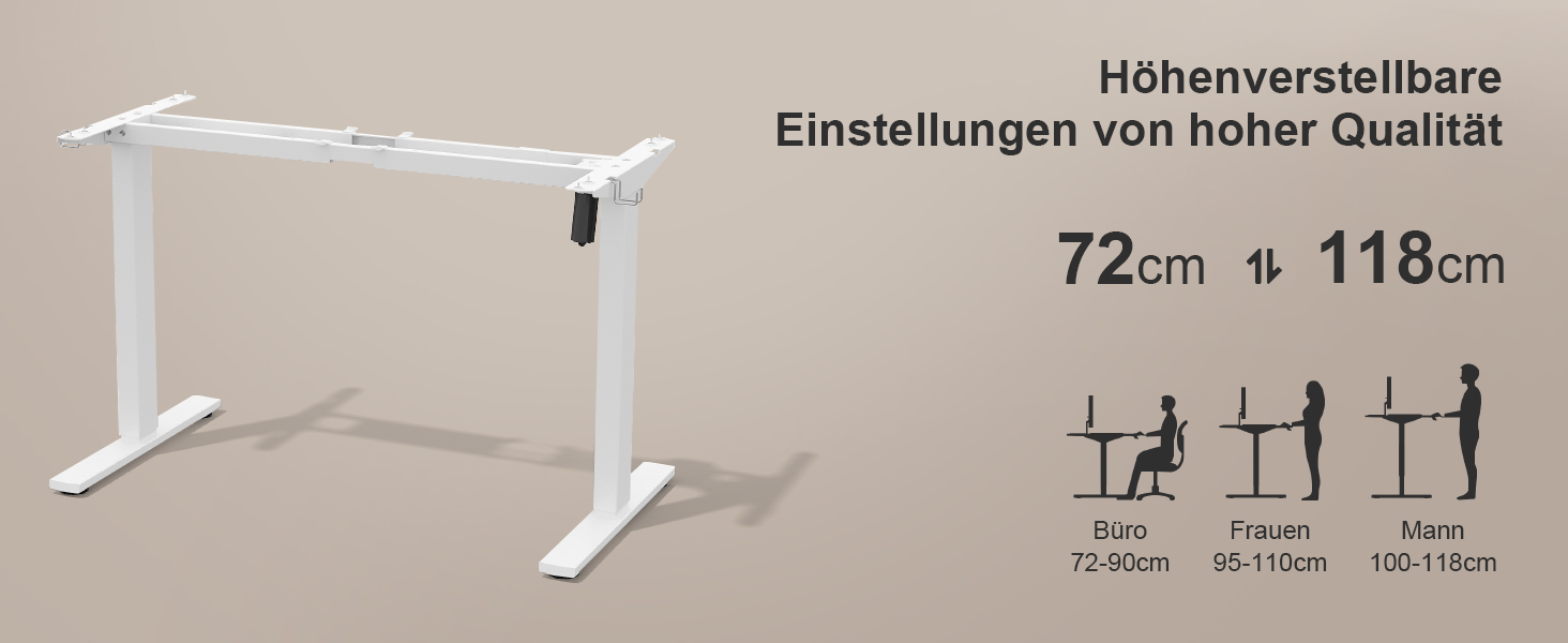 Регульований стіл JUMMICO з USB-роз'ємом та кабельною масою, електричний, з плавним регулюванням висоти, на коліщатках (білий)