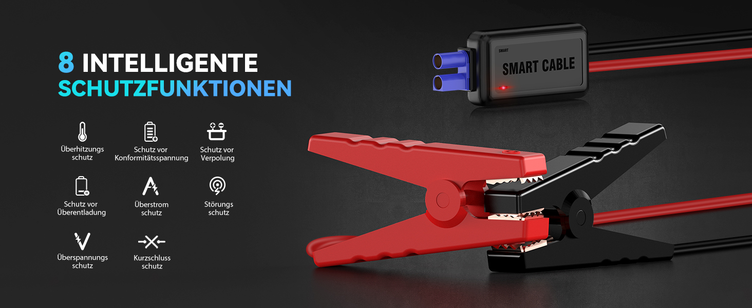 Портативний зарядний пристрій Starthilfe Powerbank 6000A для автомобіля з LED-ліхтариком, великим екраном (6000A) чорний M01