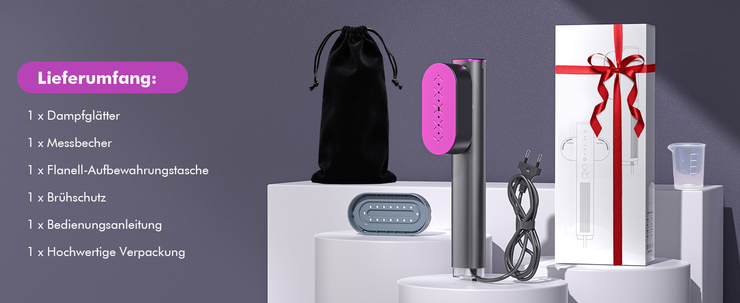 Портативний паровий випрямляч для одягу Stunden - 2 в 1 (праска + випрямляч), 1000 Вт, 110-240V, для подорожей та дому