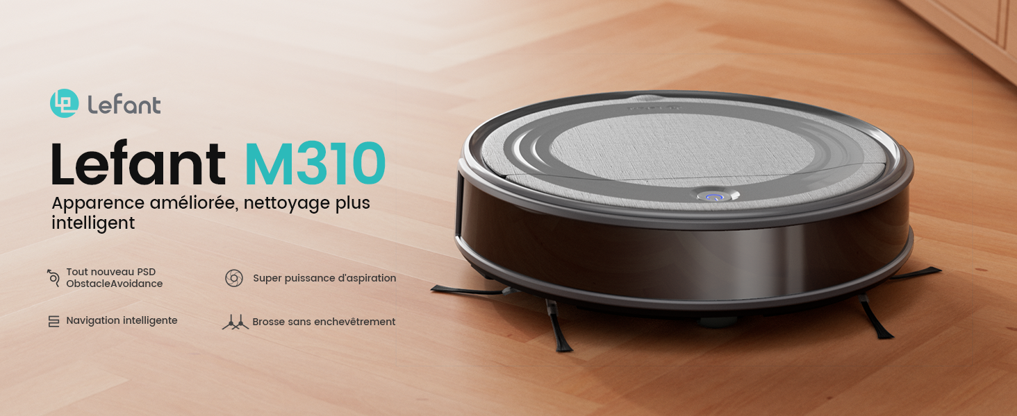 Робот-пилосос Lefant M310 сірий: 4500Pa, HEPA-фільтр, Wi-Fi, для тварин, килимів та твердих підлог
