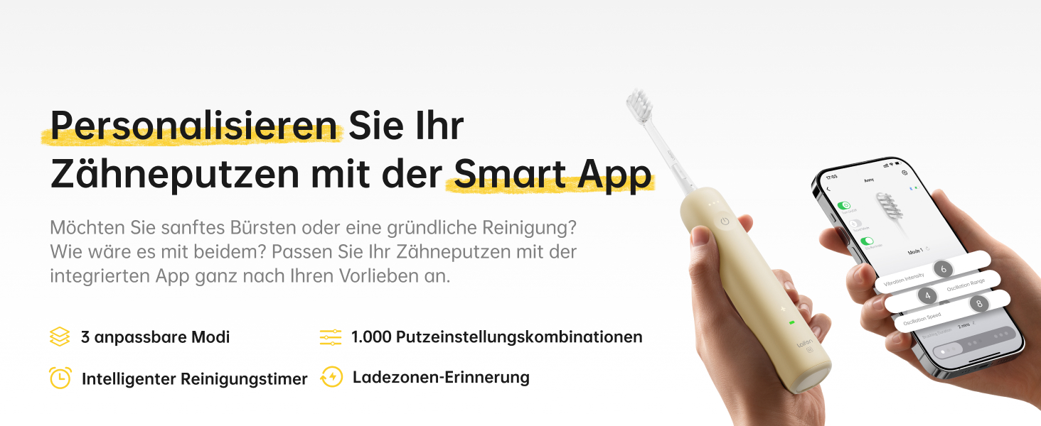 Електрична зубна щітка Laifen Wave Spezial з осциляцією та вібрацією, звукова, для дорослих, з додатком, 2 насадки (зелена), 1 шт. (упаковка) (жовта, 1 шт. (упаковка))