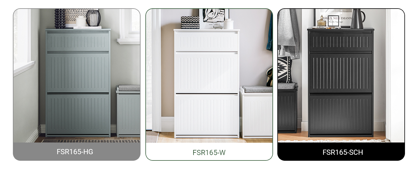 SoBuy Взуттєва шафа з 2 відкидними дверцятами, полицями та висувною шухлядою, біла, 61x100x26 см (FSR165-W)